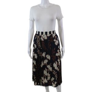 Caballero Collection Women's Pleated Flare Midi Skirt Navy Blue Size XS